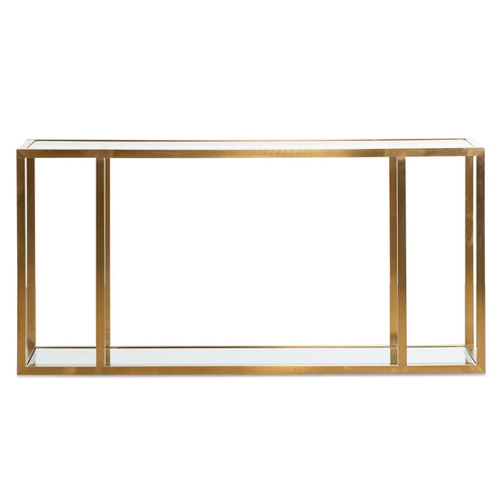 Burch 1.6m Glass Console Table - Brushed Gold DT6569-BS