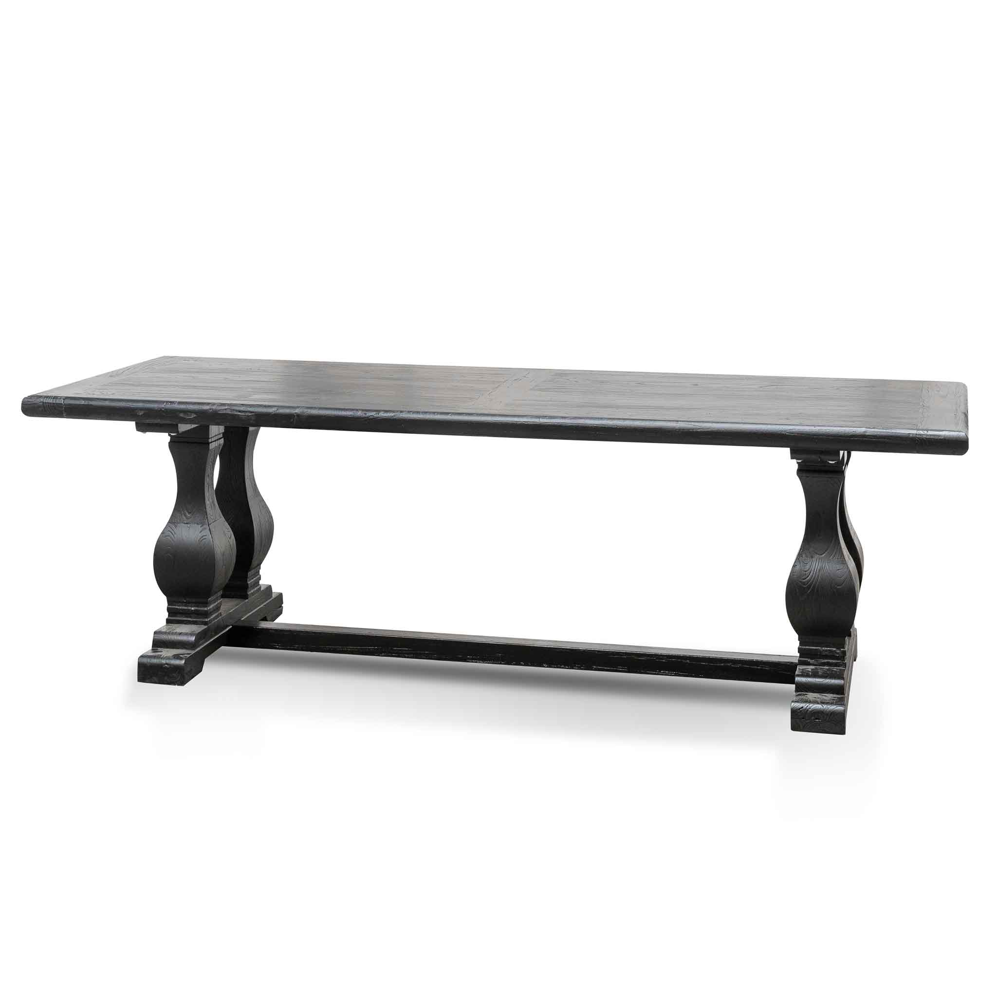 Ex Display - Artica Elm Wood Dining Table 2.4m - Full Black Dining Table Reclaimed-Core