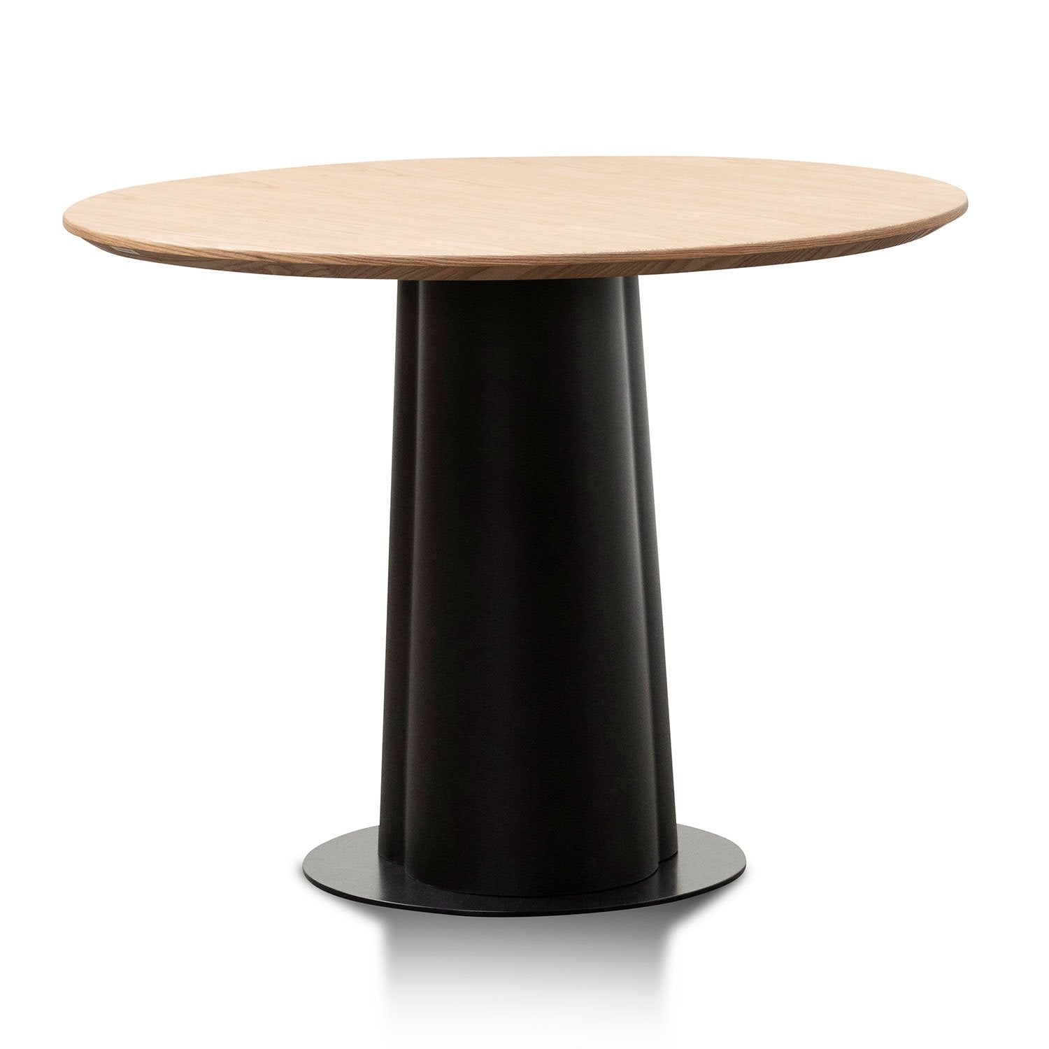 Polly Round Wooden Dining Table - Natural Top and Black Base Dining Table Swady-Core