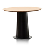 Polly Round Wooden Dining Table - Natural Top and Black Base Dining Table Swady-Core   