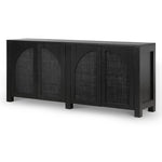Lucius 1.95m Black Oak Sideboard Unit - Rattan Buffet & Sideboard Century-Core   
