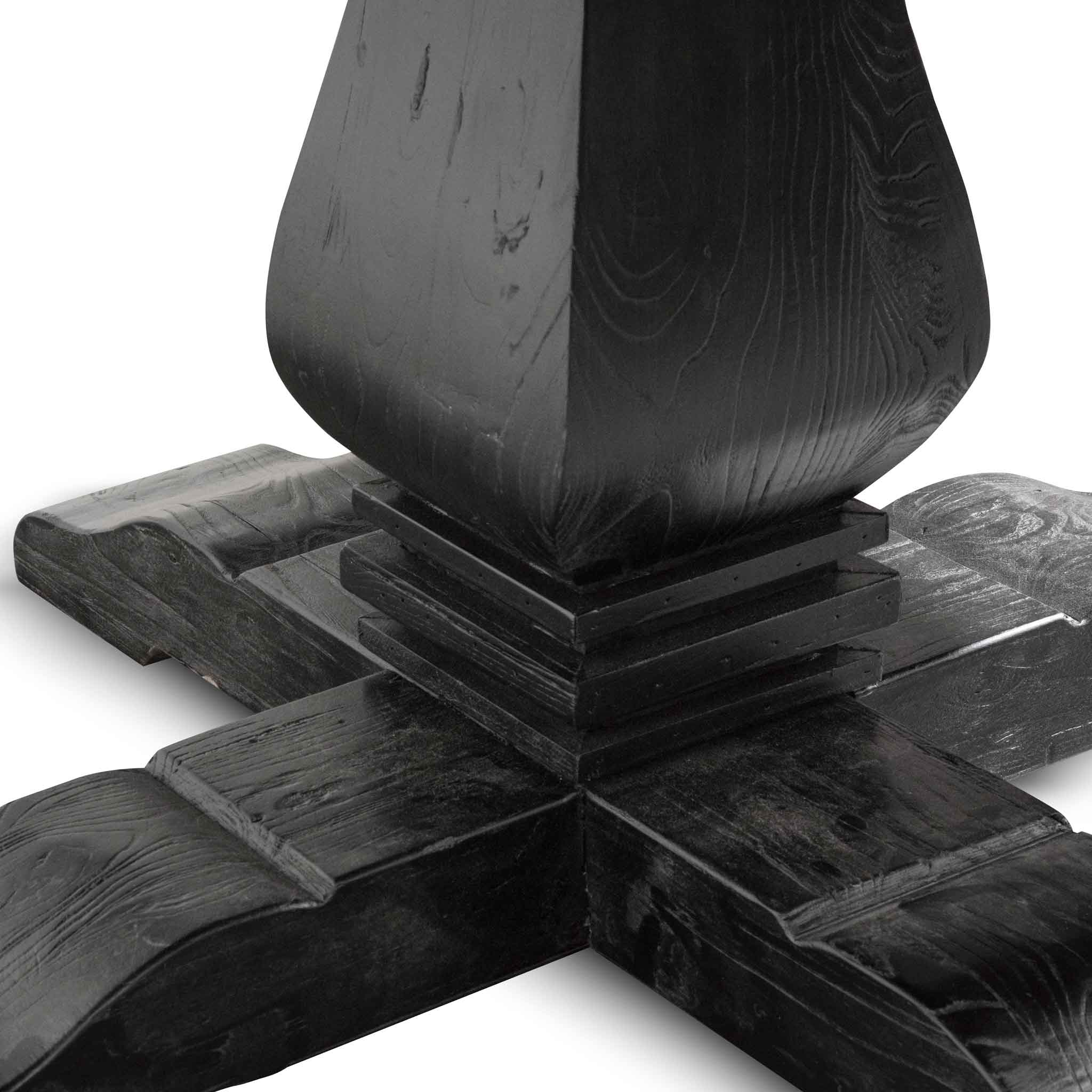 Kara 1.6m Round Dining Table - Full Black Dining Table Reclaimed-Core   