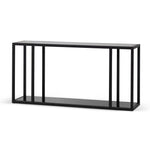 Burch 1.6m Grey Glass Console Table - Black Console Table Blue Steel Metal-Core   