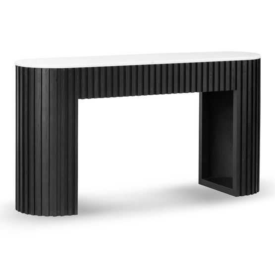 Mcmahon 1.6m White Marble Console Table - Black Console Table Nicki-Core   