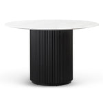 Elino 1.2m Round White Marble Dining Table - Black Dining Table Dwood-Core   