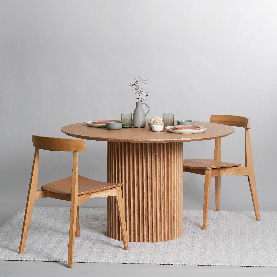 Dillon 1.2m Round Wooden Dining Table - Natural Dining Table Dwood-Core