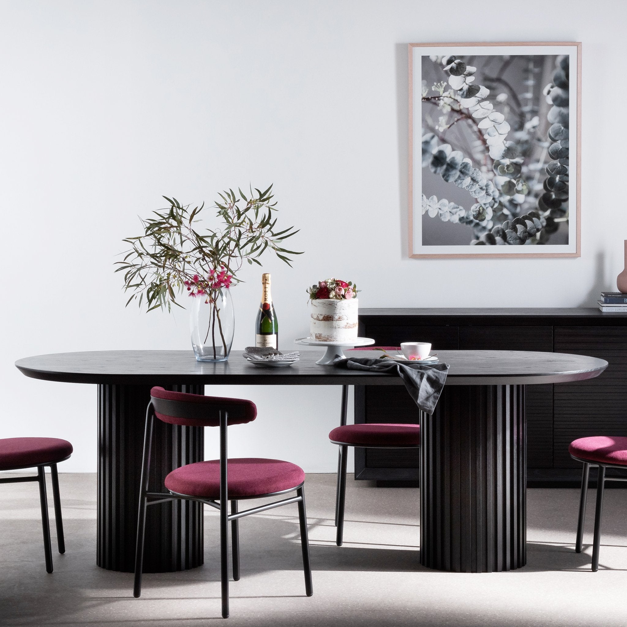 Marty 2.2m Wooden Dining Table - Black Oak Dining Table Century-Core