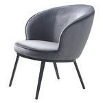 Gianni Velvet Lounge Chair - Steel Grey