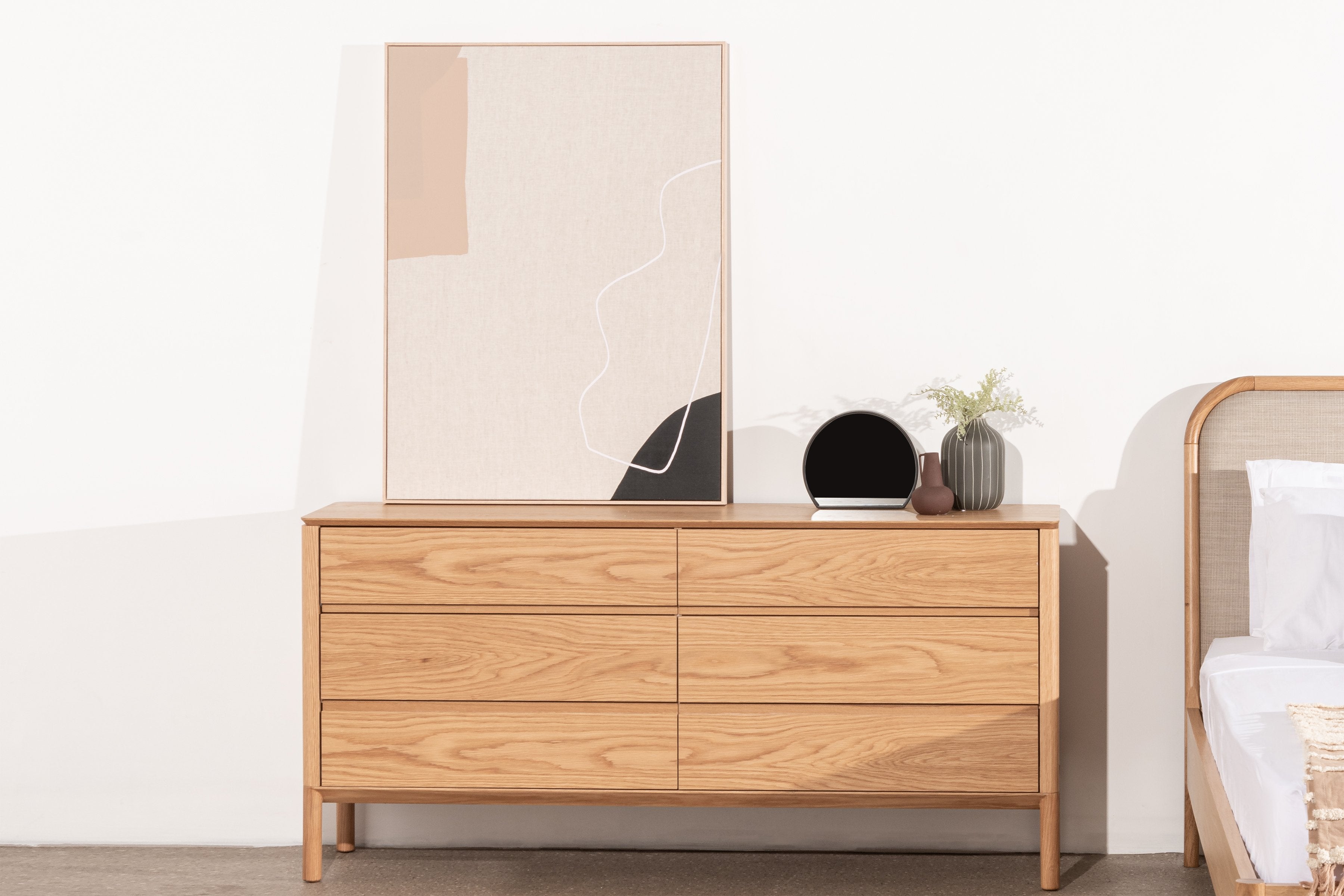 Ex Display - Norris 6 Drawers Wooden Chest - Natural Drawer Century-Core