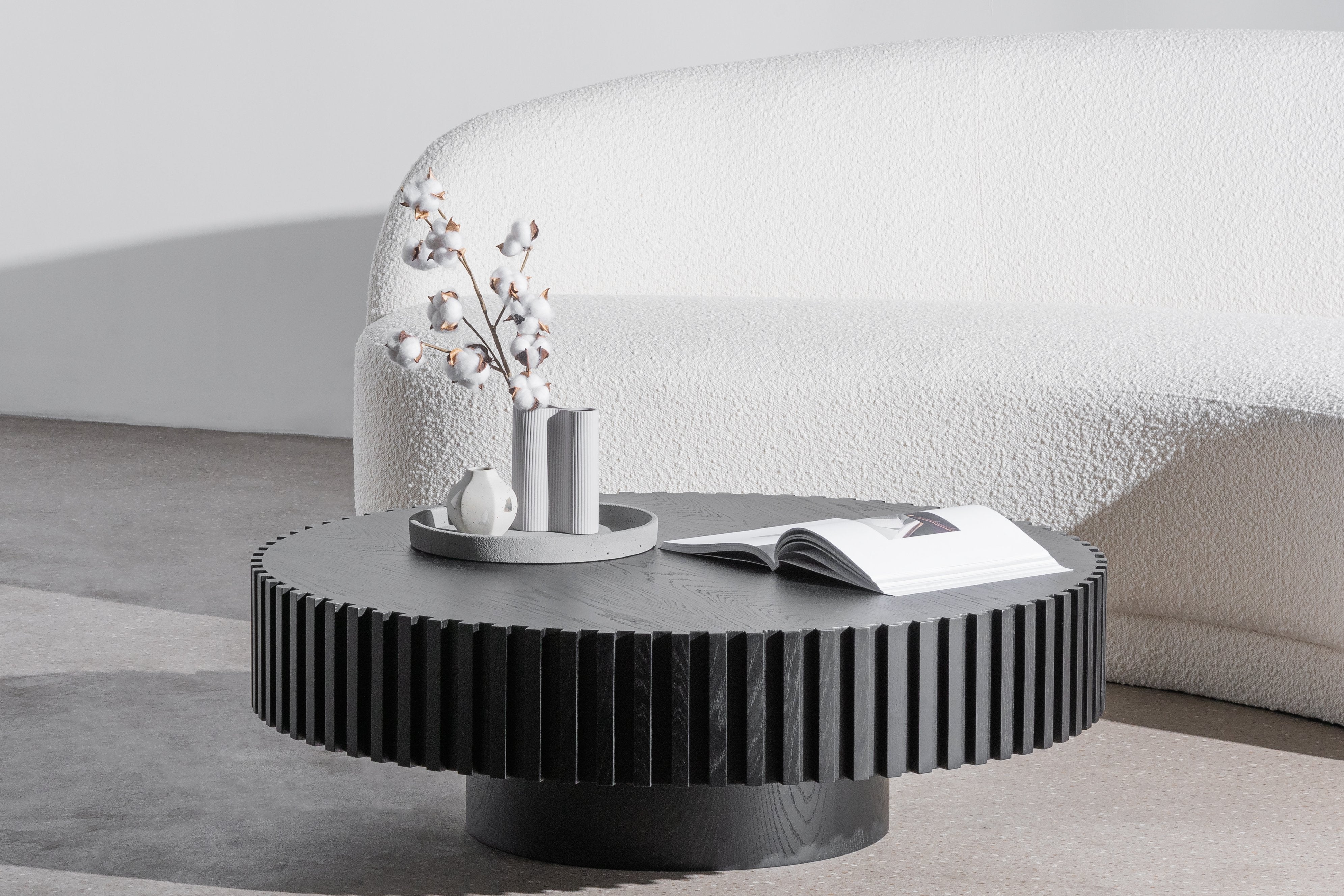 Alfaro Oak Round Coffee Table - Black Coffee Table Century-Core   