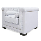 Penelope Chesterfield Fabric Lounge Chair - Grey - Last One Armchair Casa-Core   