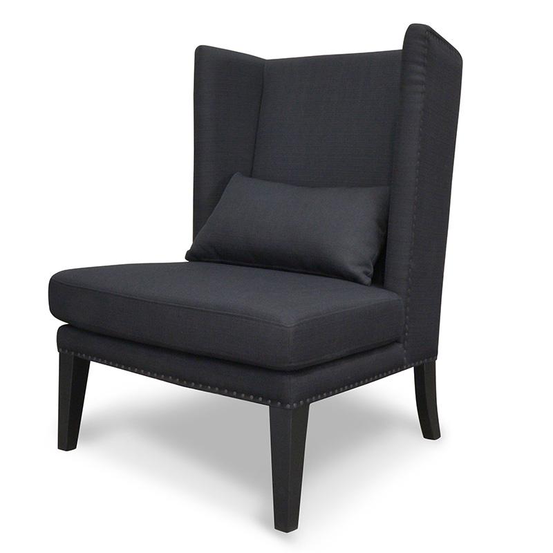 Mercer Lounge Fabric Wingback Chair in Black