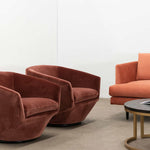 Donna Swivel Lounge Chair - Blood Orange Velvet Armchair K Sofa-Core