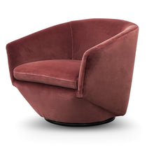 Donna Swivel Lounge Chair - Blood Orange Velvet Armchair K Sofa-Core
