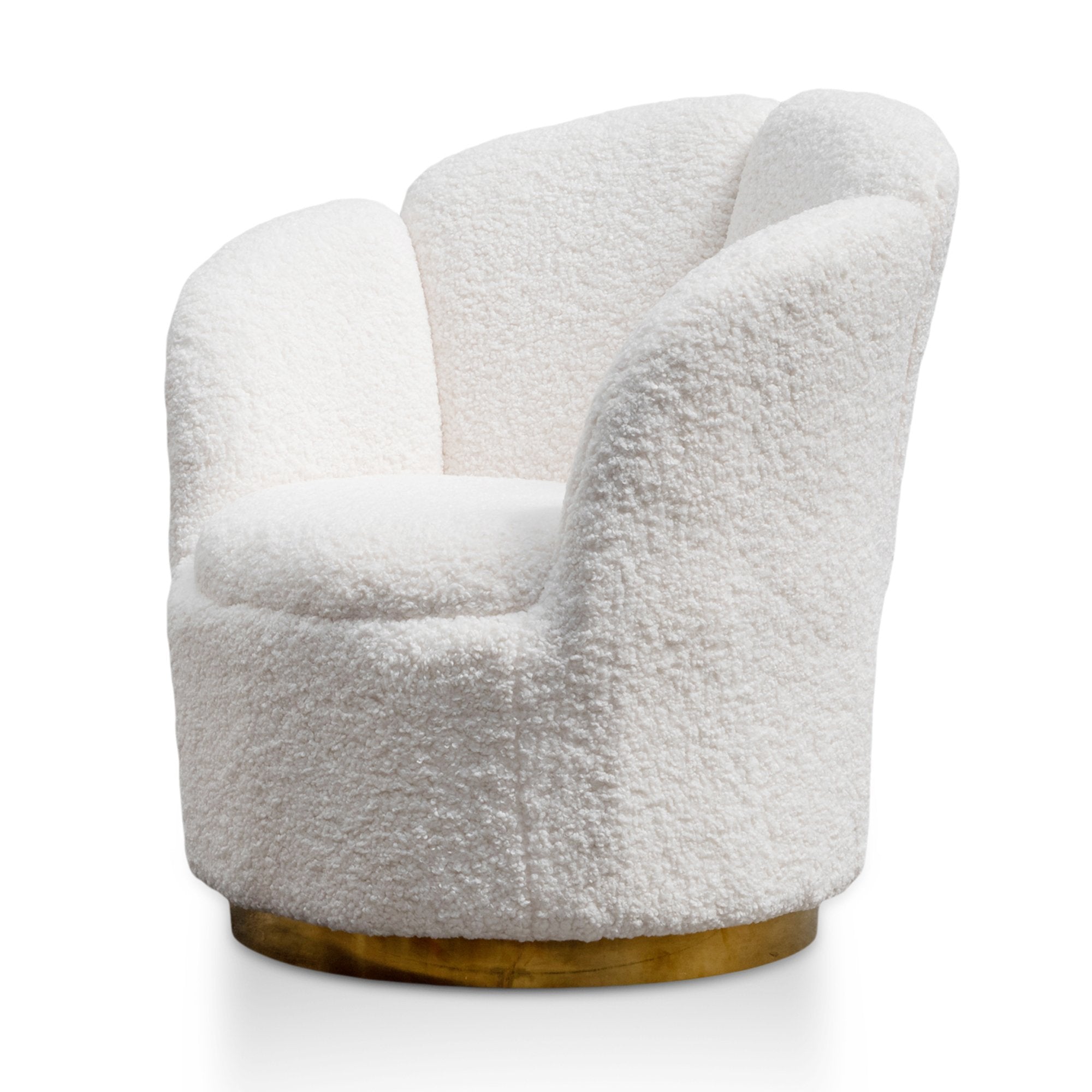 Elmer Lounge Chair - White with Brass Gold Base