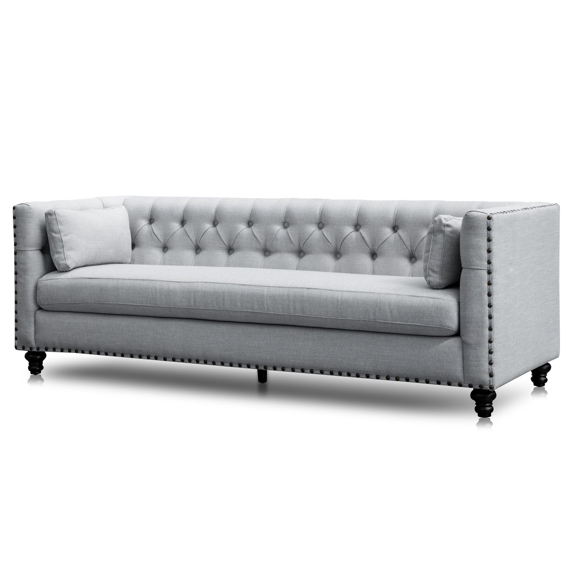 Aurea 3 Seater Fabric Sofa - Light Grey Texture Sofa Casa-Core   