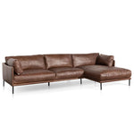 Emilis 4 Seater Right Chaise Leather Sofa - Dark Brown LC6434-KSO