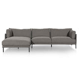Ex Display - Emilis 4 Seater Left Chaise Fabric Sofa - Graphite Grey (Last One) Chaise Lounge K Sofa-Core