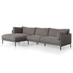 Ex Display - Emilis 4 Seater Left Chaise Fabric Sofa - Graphite Grey (Last One) Chaise Lounge K Sofa-Core