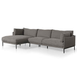 Ex Display - Emilis 4 Seater Left Chaise Fabric Sofa - Graphite Grey (Last One) Chaise Lounge K Sofa-Core