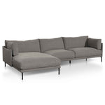 Ex Display - Emilis 4 Seater Left Chaise Fabric Sofa - Graphite Grey (Last One) Chaise Lounge K Sofa-Core