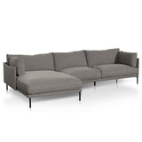 Ex Display - Emilis 4 Seater Left Chaise Fabric Sofa - Graphite Grey (Last One) Chaise Lounge K Sofa-Core