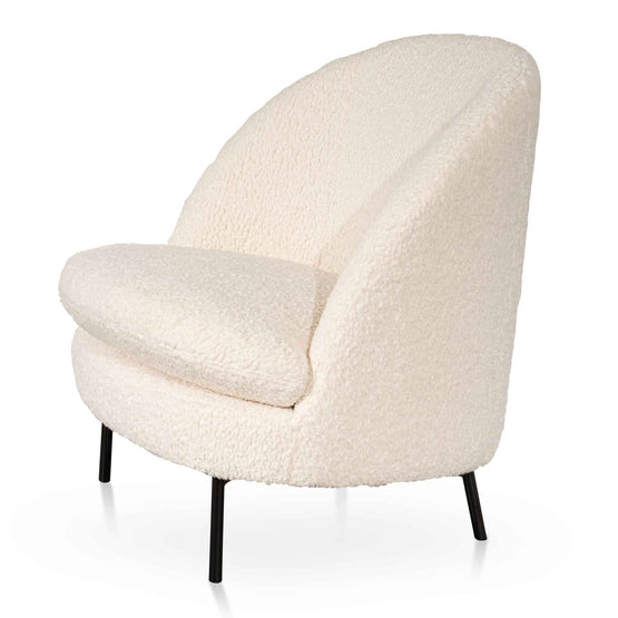 Milana Fabic Lounge Chair - Ivory White Boucle - Last One Lounge Chair K Sofa-Core   