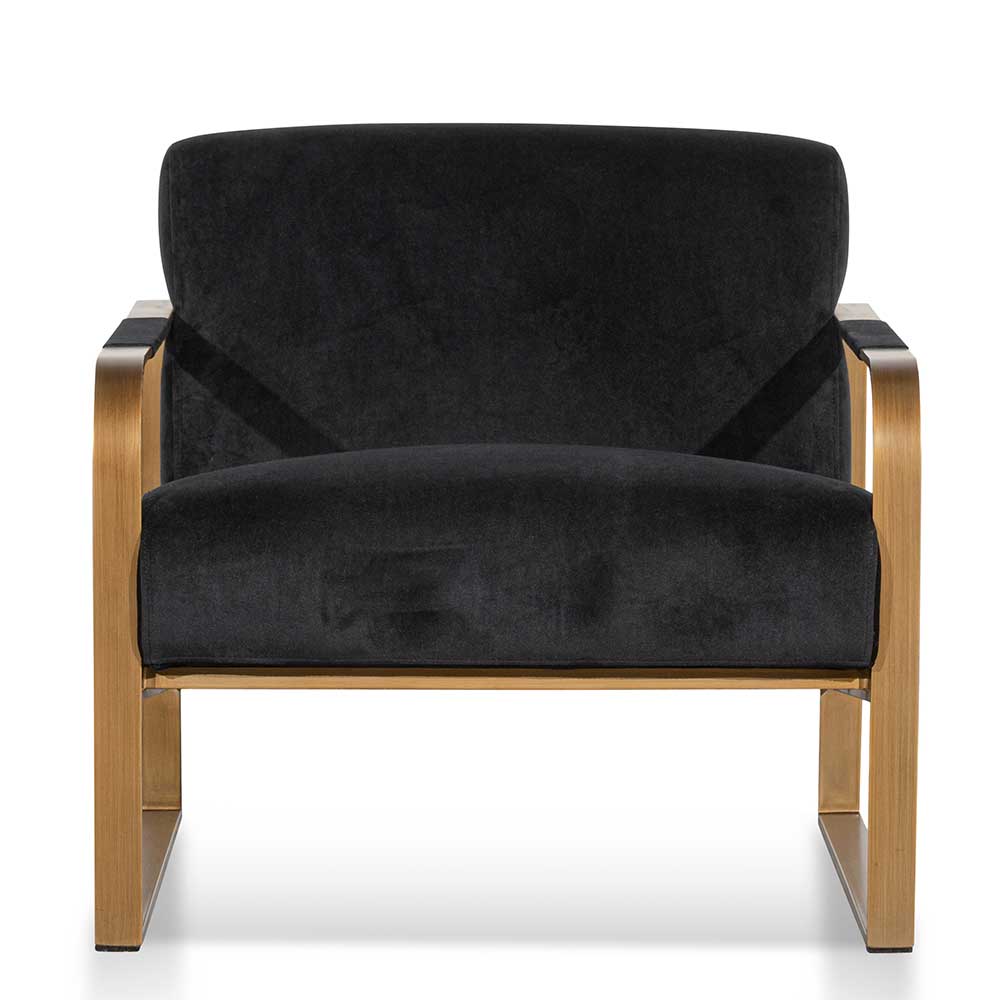Hadiya Black Velvet Armchair - Antique Golden Frame Armchair Nicki-Core   