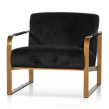 Hadiya Black Velvet Armchair - Antique Golden Frame Armchair Nicki-Core   