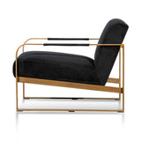Hadiya Black Velvet Armchair - Antique Golden Frame Armchair Nicki-Core   