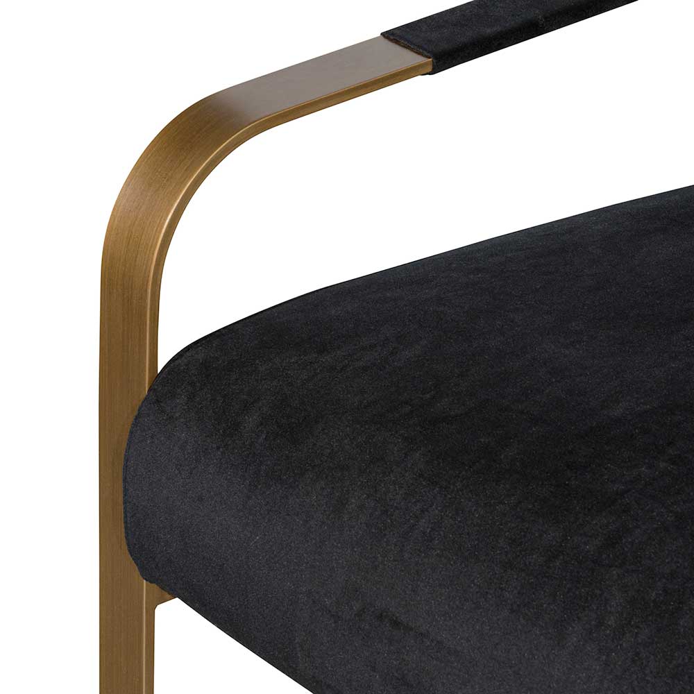Hadiya Black Velvet Armchair - Antique Golden Frame Armchair Nicki-Core   