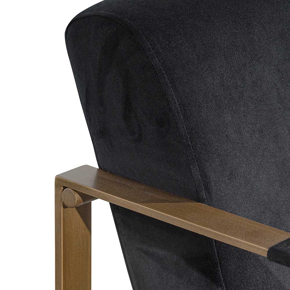 Hadiya Black Velvet Armchair - Antique Golden Frame Armchair Nicki-Core   
