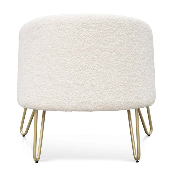 Lena Armchair - Ivory White Synthetic Wool with Golden Legs LC6521-IG