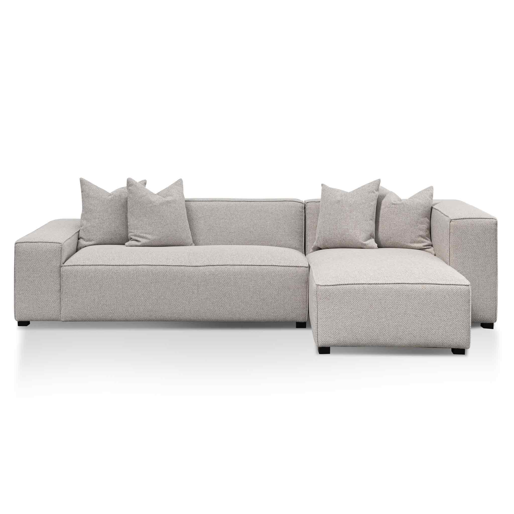 Ex Display - Casey 3 Seater Right Chaise Fabric Sofa - Sterling Sand Chaise Lounge Casa-Core