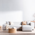 Ex Display - Casey 3 Seater Right Chaise Fabric Sofa - Sterling Sand Chaise Lounge Casa-Core