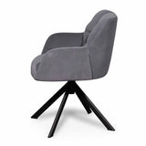 Collier Visitor Chair - Dark Grey Velvet with Black Legs Office Chair LF-Core   