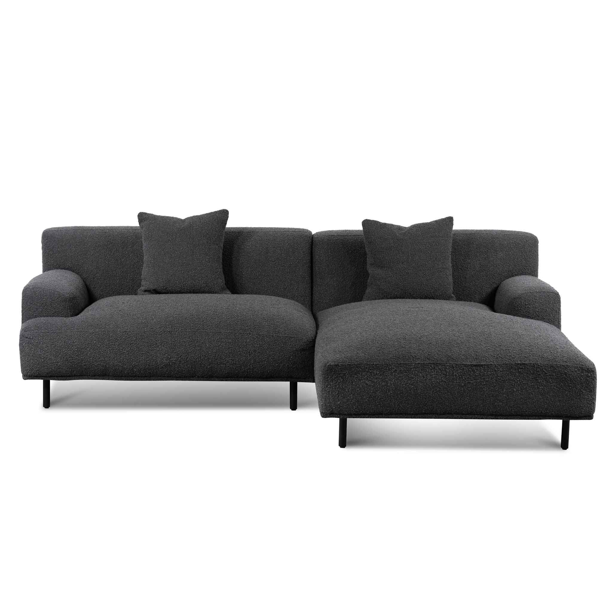 Jasleen Right Chaise Sofa - Charcoal Boucle - Last One Chaise Lounge Casa-Core