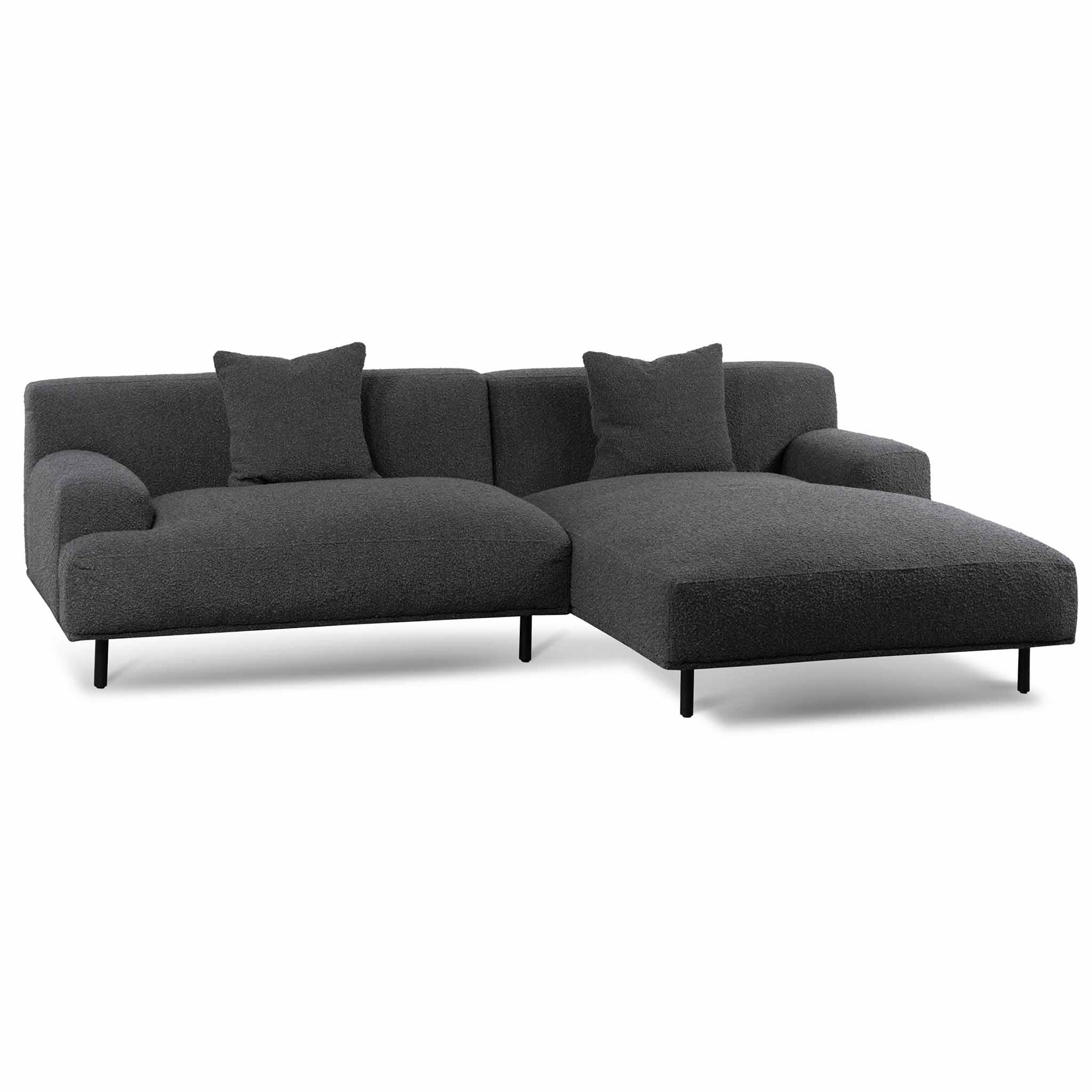 Jasleen Right Chaise Sofa - Charcoal Boucle - Last One Chaise Lounge Casa-Core