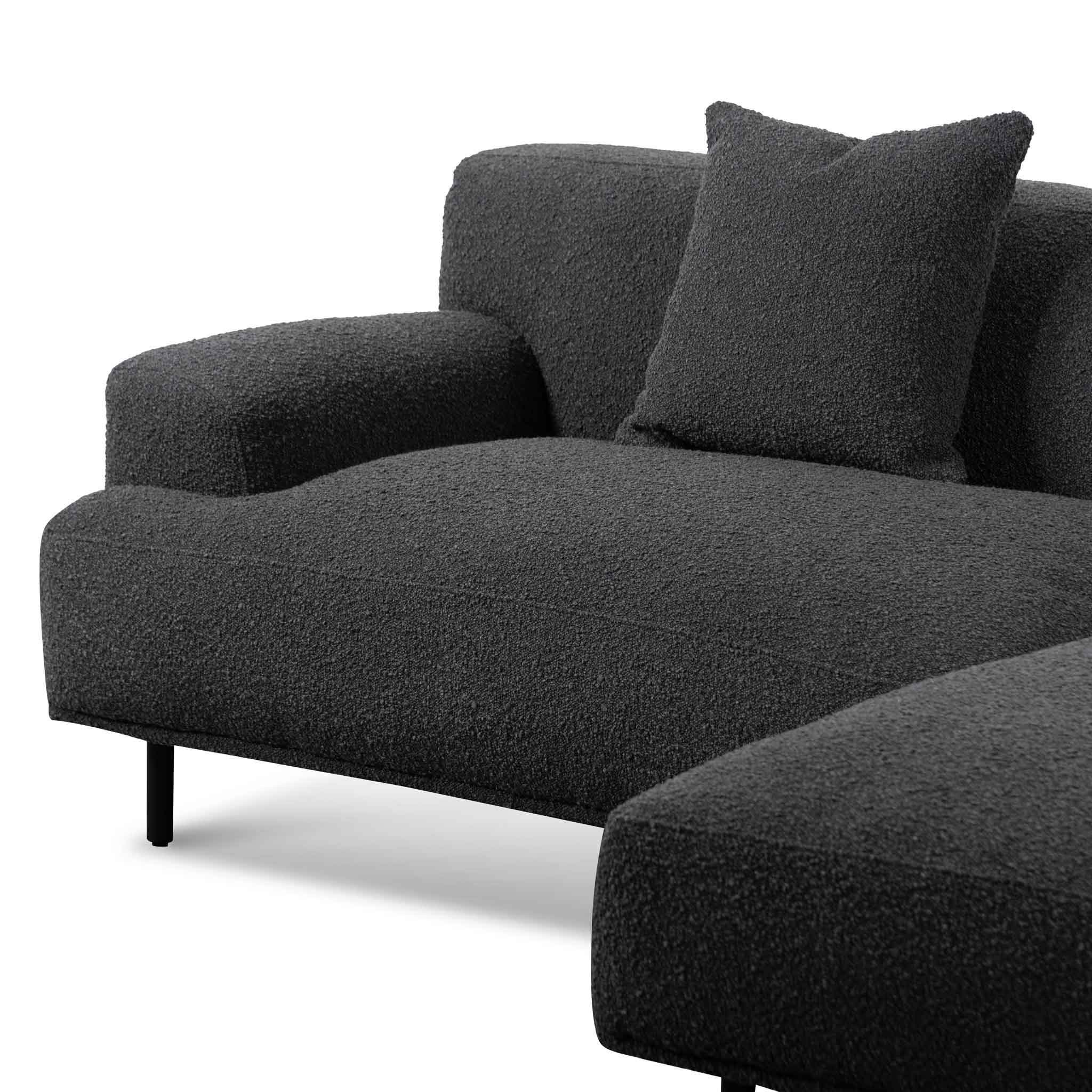 Jasleen Right Chaise Sofa - Charcoal Boucle - Last One Chaise Lounge Casa-Core