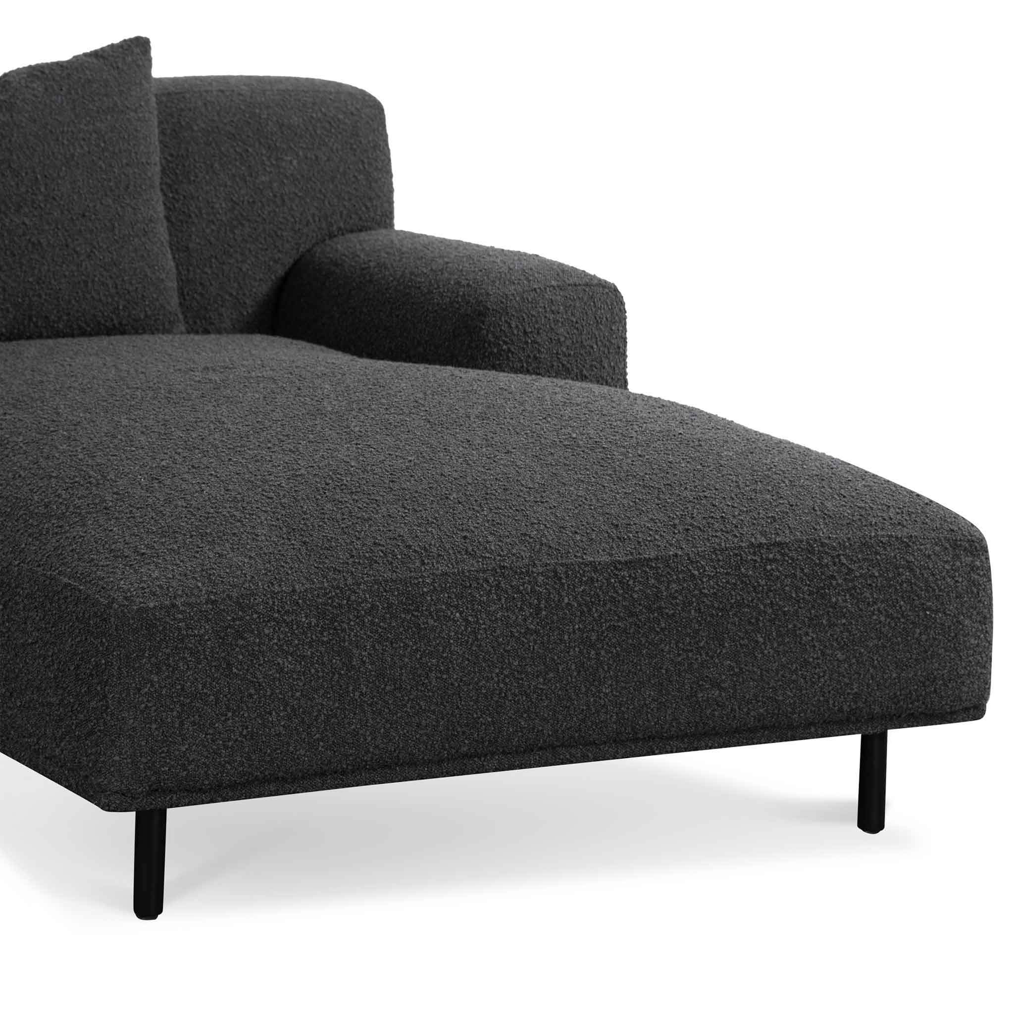 Jasleen Right Chaise Sofa - Charcoal Boucle - Last One Chaise Lounge Casa-Core