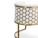 Ex Display - Carma Daisy White Boucle Lounge Chair - Brushed Gold Lounge Chair Blue Steel Sofa- Core