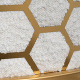 Ex Display - Carma Daisy White Boucle Lounge Chair - Brushed Gold Lounge Chair Blue Steel Sofa- Core