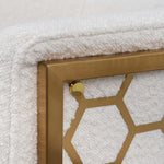 Ex Display - Carma Daisy White Boucle Lounge Chair - Brushed Gold Lounge Chair Blue Steel Sofa- Core