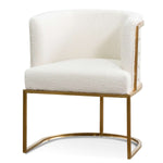 Ex Display - Carma Daisy White Boucle Lounge Chair - Brushed Gold Lounge Chair Blue Steel Sofa- Core