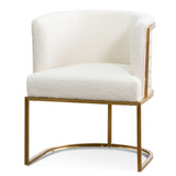 Ex Display - Carma Daisy White Boucle Lounge Chair - Brushed Gold Lounge Chair Blue Steel Sofa- Core