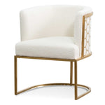Ex Display - Carma Daisy White Boucle Lounge Chair - Brushed Gold Lounge Chair Blue Steel Sofa- Core