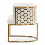 Ex Display - Carma Daisy White Boucle Lounge Chair - Brushed Gold Lounge Chair Blue Steel Sofa- Core