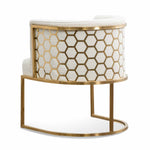 Ex Display - Carma Daisy White Boucle Lounge Chair - Brushed Gold Lounge Chair Blue Steel Sofa- Core