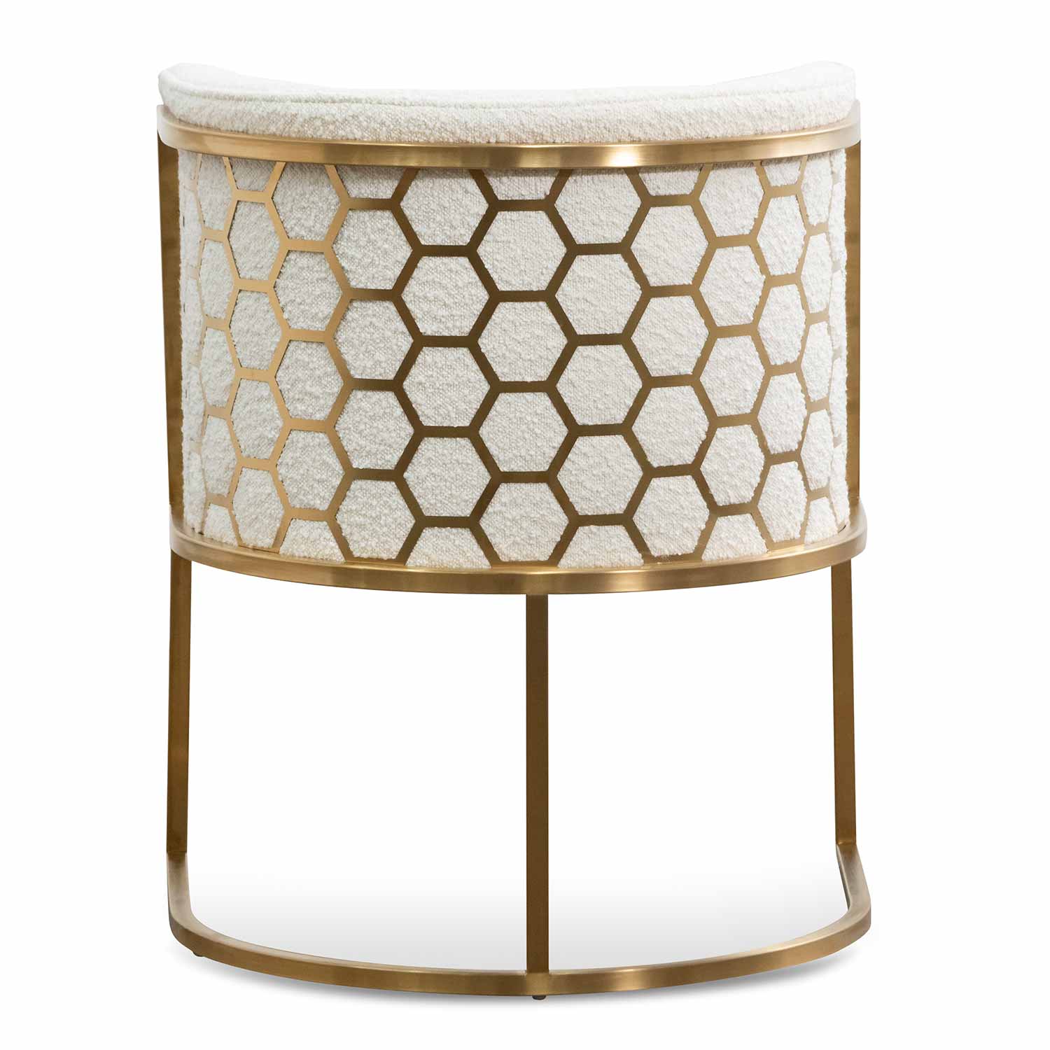 Ex Display - Carma Daisy White Boucle Lounge Chair - Brushed Gold Lounge Chair Blue Steel Sofa- Core