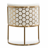 Ex Display - Carma Daisy White Boucle Lounge Chair - Brushed Gold Lounge Chair Blue Steel Sofa- Core